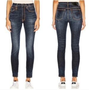R13 High Rise Skinny Jeans Howell Indigo Dark Blue Wash Size 24